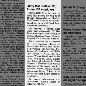 Obituary for Jerry Mac Boleyn